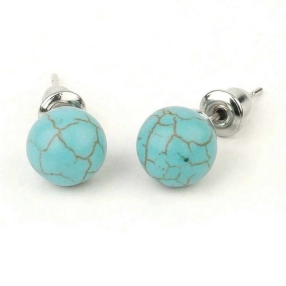 Southwestern Boho 8mm Natural Turquoise Earrings